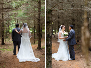 bride and groom first look photo at the ottawa herb garden