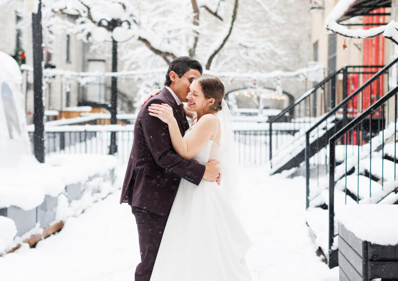 Ottawa wedding photographers can use the snow as a natural reflector